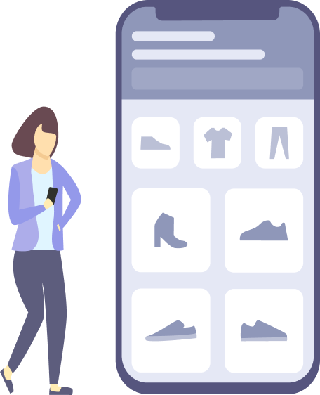 Illustration of a shopping app interface on a smartphone