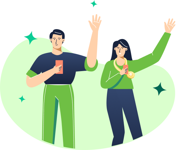 Illustration of two people using a mobility app